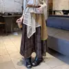 Saia xadrez com retalhos de renda estilo coreano, novo design de primavera, saia evasê emagrecedora para mulheres