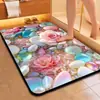 Tapete de piso de tierra de diatomeas floral transfronterizo para baños del hogar, resistente a la suciedad y al desgaste, tapete para pies absorbente de agua y antideslizante para entradas de baño