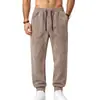 Pantalones deportivos casuales de gamuza para hombre, corte holgado, transpirables, sencillos, adecuados para el uso diario y el jogging, en colores lisos, para Amazon transfronterizo europeo y americano