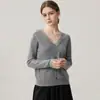 Cárdigan de cachemira con cuello en V 2026 Otoño/Invierno Nuevo Estilo para Mujer Color Sólido Capa Base Estilo Lindo Holgado Adelgazante Cálido Ropa de Abrigo