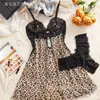 Popular Set de Ropa Interior Sexy con Estampado de Leopardo y Cuello en V para Mujer Estilo Europeo y Americano Transfronterizo Conjunto de Puro Deseo Transpirable sin Costuras Tallas Grandes Venta al por Mayor