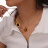 Collar de Acero de Titanio Nuevo Más Vendido, Cadena de Boca de Pez con Piedra Natural de Ojo de Tigre Vintage, Diseño de Nicho, Collar de Lujo Ligero de Moda para Mujeres