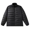 Otoño e Invierno Nuevo Pareja de Moda Transfronterizo Color Sólido 90 Pluma de Pato Blanco Ligera Cuello Alto Canalé Chaqueta de Plumas Abrigo de Hombre