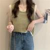 Chaleco de punto hueco a rayas de verano diseño femenino nicho suelto prenda exterior sin mangas tirante top de chica caliente