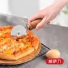 Cortador de Pizza com Cabo de Madeira Imitação Conjunto Pá de Pizza Cortador de Panqueca Roda Simples Pode Ser Vertical Ferramenta de Cozinha para Assar