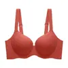 Talla Grande MM Gordita Ropa Interior Sin Costuras Mujer Pecho Grande Panty de Exhibición Pequeño Push-up Reúne Levantamiento Lateral del Seno Sujetador Anti-Caída 200 Jin