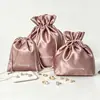 Bolsa com Cordão Duplo de Cetim Personalizada em Tecido Piquet Bolsa com Cordão Cetim Falso de Seda Bolsa de Armazenamento Acessórios para Joias Bolsas de Tecido para Presente