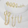 Conjunto Popular Europeo y Americano de Pendientes de Estrella y Luna con Cadena de Borla de Circonita, Pendientes Colgantes, Pendientes Transfronterizos de Lujo Ligero de Gama Alta para Mujer