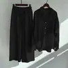 2025 Transfronteiriço Amazon Conjunto de Camisa de Algodão e Linho Retrô Plus Size Feminino Calça Longa Solta de Cintura Alta Conjunto de Duas Peças para Mulheres