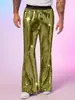 Comercio Exterior Transfronterizo 2026 Nuevos Pantalones Acampanados a Cuadros con Lentejuelas de Moda Europeos y Americanos para Hombres Hip-Hop Escenario Casual Pantalones Largos