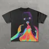 Punk Europeu e Americano Edição Grande Impresso T-Shirt Y2K Estilo Hip Hop Masculino T-Shirt Mascarado Menina Gótico Manga Curta Top
