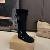 Botas de Moda que Aumentan la Altura para Mujer 2026 Nuevas Botas Altas de Verano Plisadas con Hebilla de Cinturón y Moño, Botas Largas de Ballet Versátiles