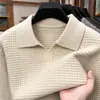 Suéter Grossinho com Gola de Gaivota Estilo Old Money para Homens, Tricô Jacquard Quente de Manga Longa para Inverno, Atacado