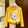 Camiseta de manga comprida para meninas 2026 nova coleção de outono camiseta básica infantil roupa íntima casual top de algodão puro para meninas pequenas início do outono