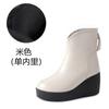 Botas de cuña de piel auténtica para otoño e invierno de 2024, botas de piel de vaca con plataforma y suela gruesa, botas de algodón con forro polar, botas individuales con plataforma.