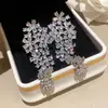 Pendientes de botón de flor de circonita floral retro italianos, Pendientes simples y elegantes europeos y americanos, Pendientes de lujo ligero y de alta gama