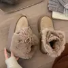Botas de nieve de caña alta gruesas y cálidas con terciopelo para mujer, nuevo estilo 2026, versátiles de invierno con faldas, botas de algodón que aumentan la altura