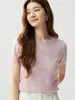 Suéter de cachemira para mujer, cachemira, manga corta, cuello redondo simple, manga tres cuartos, jersey, prenda interior, otoño e invierno, nuevo, diseño de flor retorcida