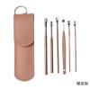 Kit de Limpador de Ouvido de Couro Conjunto de Couro de 6 Peças Portátil Conjunto de Limpador de Ouvido Limpador de Ouvido Espiral de Mola Doméstico para Adultos