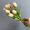 Ramo de Tulipanes con Sensación de Pu Húmedo Transfronterizo para Boda Decoración del Hogar Tulipán Ramo Artificial