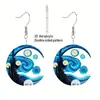 Moda Fronteriza de Fiesta Patrón de Gama Alta Pendientes Acrílicos Inspirados en Van Gogh Pendientes Acrílicos de Venta Caliente Cielo Estrellado Gato Negro
