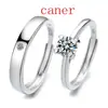 Tiktok Kuaishou transmissão ao vivo celebridade mesma moda anel de diamante feminino de seis garras 1 quilate casal anel feminino anel de casamento aberto