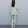 Conjunto de blazer de dos piezas con botones y bolsillo transfronterizo para mujer, moda de primavera y otoño, corte holgado, elegante y moderno