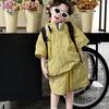 Traje color caramelo versión coreana ~ traje de protección solar de verano para niños 2025 nuevo para bebé niño dos piezas de trabajo