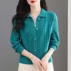 Chaqueta Cardigan Corto de Punto con Cuello, Nuevo Estilo de Moda, Versátil Casual, Rejuvenecedor, Top Holgado y Elegante para Mujer