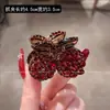 Presilha de Cabelo Exquisita de Cereja Vermelha com Strass Completo, Estilo de Luxo para Testa e Lado do Cabelo, Novo Modelo de Primavera para Mulheres, Presilha para Cabelo Meio Preso