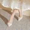 Zapatos de tacón de aguja con hebilla de perla y tacones altos para mujer 2024, zapatos de dama de honor franceses, zapatos de boda nupciales, sensación de uso diario