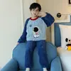 Pijama Infantil Meninas Inverno Conjunto de Fleece de Coral Tamanho Médio e Grande Infantil Plus Velvet Espessado Gola Redonda Meninos Flanela Roupa de Casa