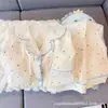 Pijama de Algodão Yunduo para Mulheres Verão 2025 Novo Doce e Fofo Cereja Manga Curta Shorts Terno para Casa Meninas Verão