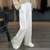 Pantalones de pierna ancha para mujer, de color liso, cintura alta con cordón, estilo casual holgado, pantalones de punto, moda simple, nueva colección Primavera/Verano 2026