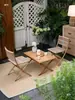 Juego de Mesa y Sillas Plegables para Exteriores, Silla Portátil de Picnic Camping Ocio, Silla Individual de Mimbre para Balcón Jardín Hogareño con Respaldo