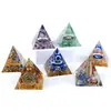 Transfronterizo 6cm Cristal Natural Letra Dorada Adorno Decorativo de Escritorio para el Hogar Pirámide de Resina para Chakra Yoga Meditación