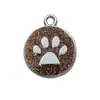 Novo pingente para pet liga tamanho pequeno atacado de fábrica [pingente de gota de óleo com glitter colorido pata de cachorro garra]]