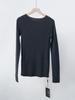 Suéter de Punto sin Costuras de Lana Dorada Black Label 3/88 con Diseño de Hombros Caídos, Camiseta Base de Manga Larga Ajustada para Mujer, Otoño/Invierno