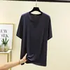 Camiseta de manga corta con cuello redondo de modal para verano, corta, holgada, casual, simple, para hombre, de manga corta, holgada, con cuello redondo, estilo nuevo
