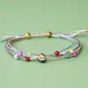 Pulsera Trenzada Multicolor Estilo Nacional con Colgante de Aleación Esmaltada, Ajustable, Accesorio de Mano Estilo Nacional de Paz y Buena Suerte