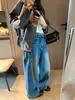 Jeans de Pierna Ancha Moldeadores de Cintura Alta de Corte Dividido con Caída Estilo Americano Forma de Pera Querido Moqie MQ1947