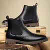 Botas Chelsea Martin de Estilo Británico para Hombre, Nuevas Botas de Cuero Puntiagudas de Caña Alta Slip-On con Brogue Tallado para Negocios 27006