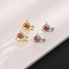 Clip de oreja de piedra ojo de gato de Beatle, aretes de insectos creativos de comercio exterior europeo y americano sin perforaciones, clip de oreja de mariquita de diamante flash único para dama