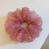 Goma para el pelo de malla con estampado de leopardo rosa estilo coreano para mujer, Accesorio para moño de alta gama, Goma para el pelo grande estilo perezoso, Modelo nuevo