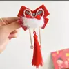 Horquilla de Estilo Antiguo del Fabricante Accesorios para el Cabello Despertar del León Borla Horquilla de Año Nuevo Parte Posterior de la Cabeza Accesorios de la Dinastía Han Rojo Lindo Saludos de Año Nuevo