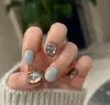 Unhas Vestíveis 3D Cruz Preto e Cinza, Arte de Unhas de Alta Qualidade, Peças de Unha Cor Sólida Doce e Cool, Unhas Postiças Estilo Y2K