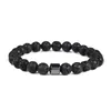 Pulsera elástica de cuentas redondas de piedra volcánica y ojo de tigre natural exclusiva transfronteriza, joyería de pulsera unisex de piedra natural