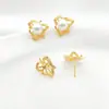 Aretes de Clavo Huecos con Forma de Hoja Dorados en Cobre con Retención de Color Fuerte Accesorios para Pendientes Hechos a Mano DIY Materiales Simples y Versátiles