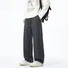 Nueva colección de otoño para hombre: Pantalones casuales de estilo americano, de alta calle, holgados, de pierna ancha, con cordón, versátiles, de color liso, de pierna recta
