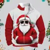 Sudadera Navideña para Hombre Estilo Comercio Exterior Transfronterizo 2024 Moda Sudadera con Estampado Digital Navideño Cuello Redondo Pullover